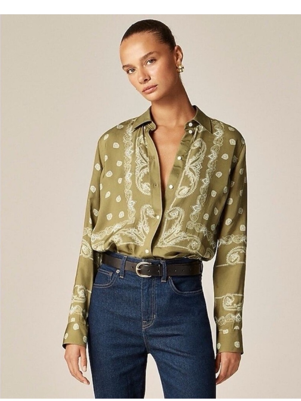 J.Crew Jules classic-fit shirt in sage scarf print